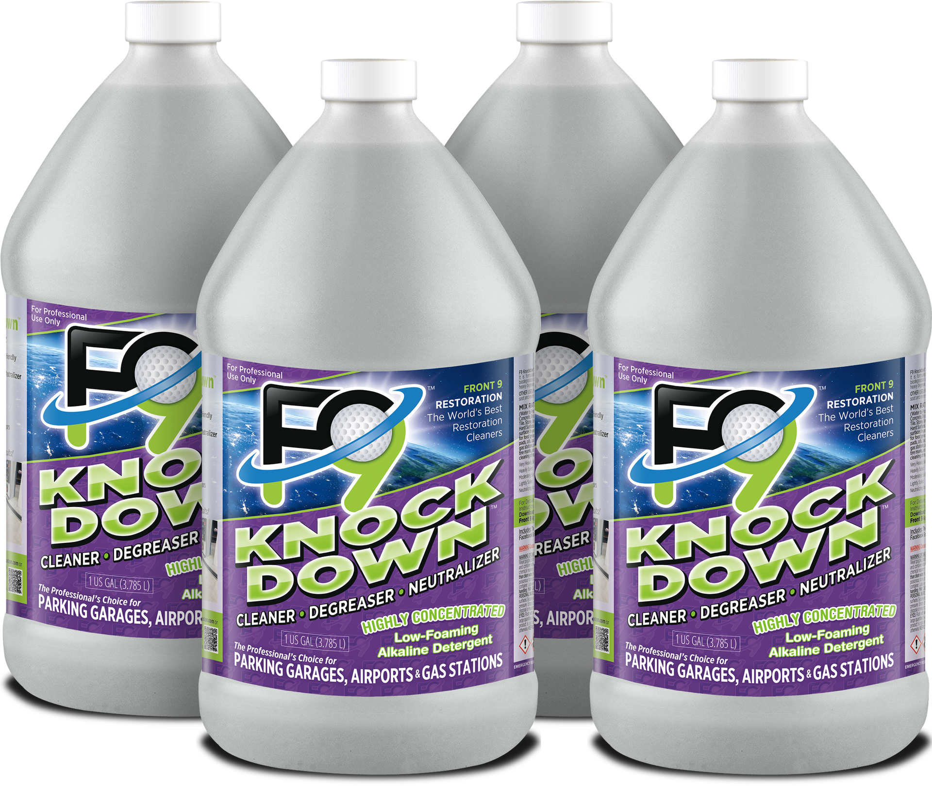 F9 Knockdown, Low-Foam Cleaner, Degreaser, Neutralizer - Case of 4